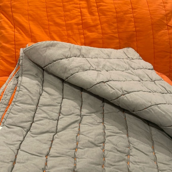 Pottery Barn Kids Other - Pottery Barn Kids Branson Reversible Twin Size Quilt, orange gray
